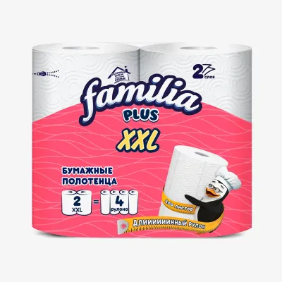 Полотенца Familia бумажные XXL 2 слоя, 2 шт