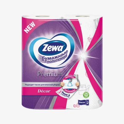 Полотенца Zewa Premium Decor бумажные 2 слоя 13 м 2 шт