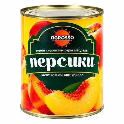 Персики в лекгом сиропе Agrosso, 850 мл