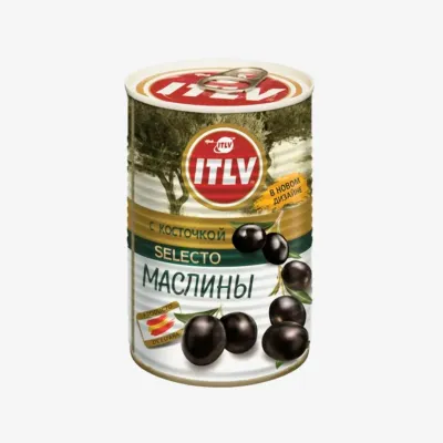 Маслины ITLV с косточкой Selecto черные 425 г
