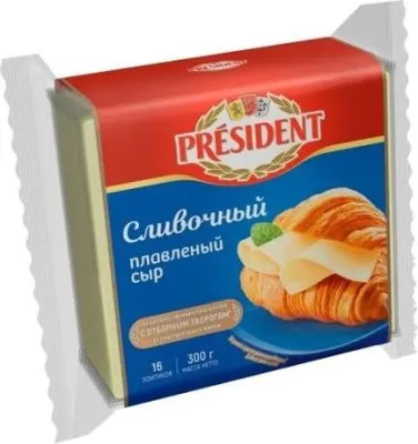 Сыр плавленый President сливочный ломтевой 40%, 300 г