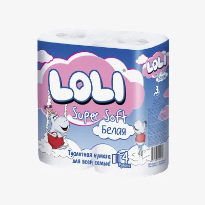 Бумага туалетная Loli Super Soft Белый 4 рулона