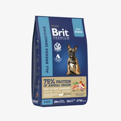 Сухой корм Brit Dog Sensitive с лососем и индейкой для собак, 8 кг