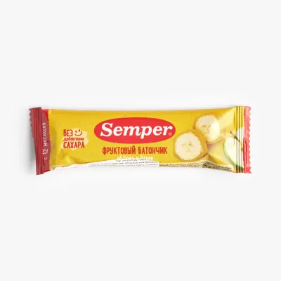 Батончик Semper фруктовый яблоко и банан 15 г