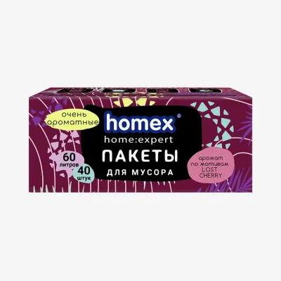 Пакеты Homex для мусора, очень ароматные, 60 л 40 шт