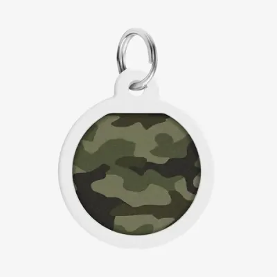 Адресник Collar для собак и котов металлический Waudog Smart ID c QR паспортом, Камо зеленый, круг 30 мм