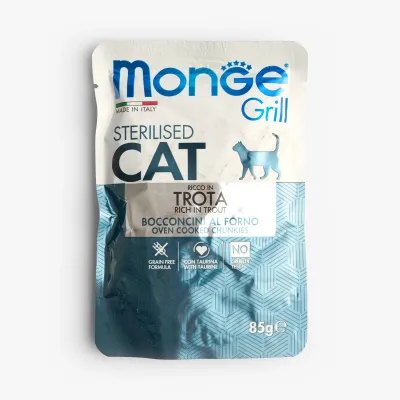 Корм Monge cat grill влажный с форелью для стерилизованных кошек, 85 г