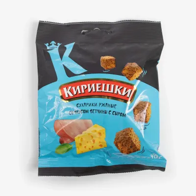 Сухарики Кириешки ржаные cо вкусом ветчины и сыра, 40 г