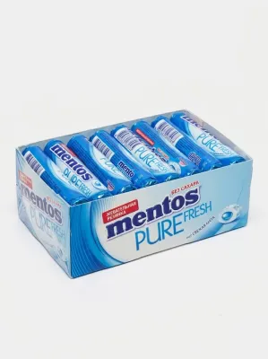 Жевательная резинка Mentos Pure Fresh «Свежая мята» без сахара (блок 24 шт. х 15,5 г / 372 г)