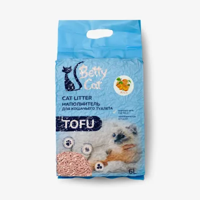 Наполнитель Betty Cat тофу для кошек персик, 6 л