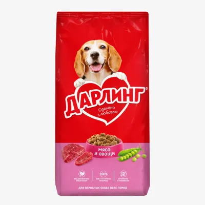 Сухой корм Дарлинг с мясом и овощами, 15 кг