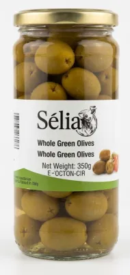 Цельные зеленые оливки Sélia Whole Green Olives с косточкой (масса: 350 г)