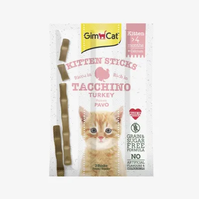 Лакомства в палочках Gimborn Gimcat kitten stick turkey&calcium индейка с кальцием для котят, 3*3 г