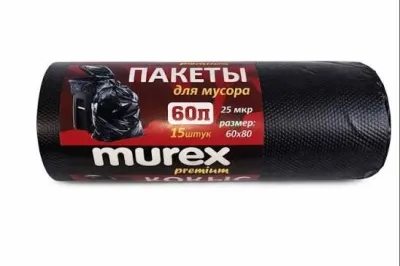 Пакеты для мусора Murex Premium, 60 л (15 шт., 25 мкр, 60x80 см) в упаковке 30шт 