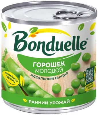 Горошек Bonduelle зеленый молодой, 120 мл