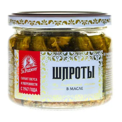 За Родину шпроты из каспийской кильки в масле 270 г
