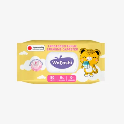 Влажные салфетки Watashi детские 0+ 80шт
