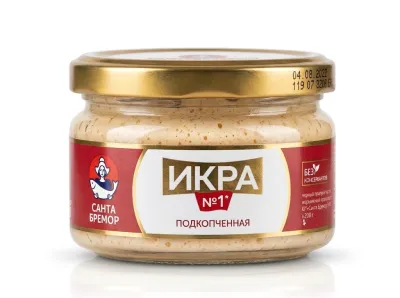 Икра деликатесная подкопченная «Икра №1» Санта Бремор 180 г 