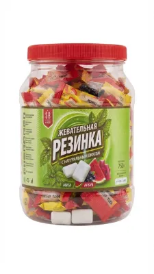 Банка жевательной резинки с натуральным вкусом (мята и арбуз), 750 г (в соответствии с маркировкой на банке)