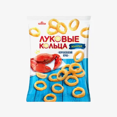 Кольца луковые Золотые со вкусом королевского краба 100 г