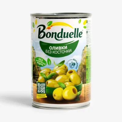 Оливки Bonduelle зеленые без косточки, 314 мл