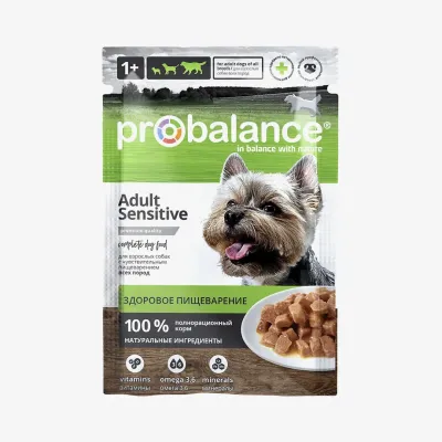 Корм Probalance Sensitive консервированный для взрослых собак с чувствительным пищеварением, 85 г