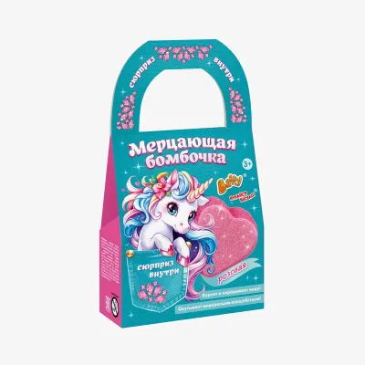 Бомбочка Baffy мерцающая, розовая, сердце 65 г