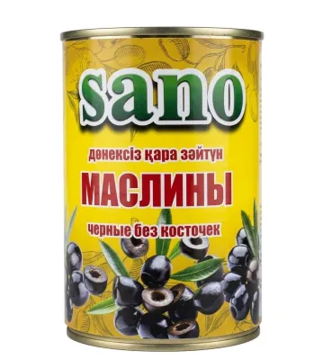 Маслины Sano черные без косточек 314 мл 