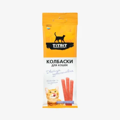 Колбаски TitBit "Двойное удовольствие" с ягненком и индейкой для кошек, 45 г