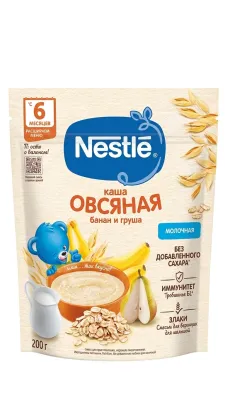 Каша молочная Nestlé овсяная с грушей и бананом, 200 г