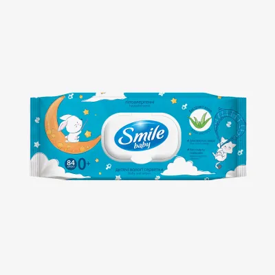 Влажные салфетки Smile для детей с первых дней жизни, алоэ, 84шт