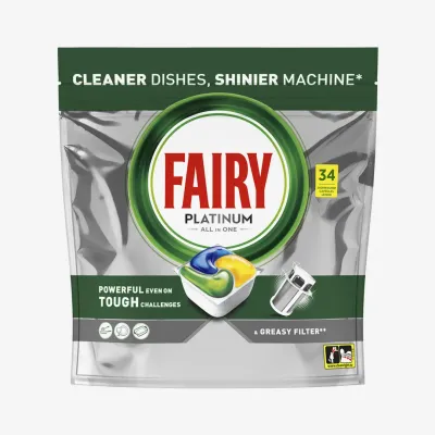 Капсулы Fairy platinum all in 1 для мытья посуды в посудомоечных машин, лимон 34шт