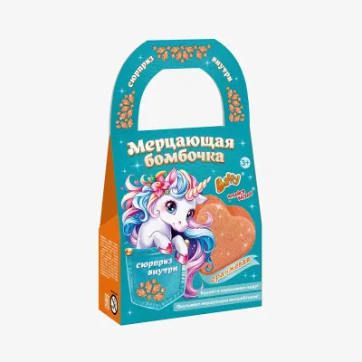 Бомбочка Baffy мерцающая, оранжевая, сердце 65 г