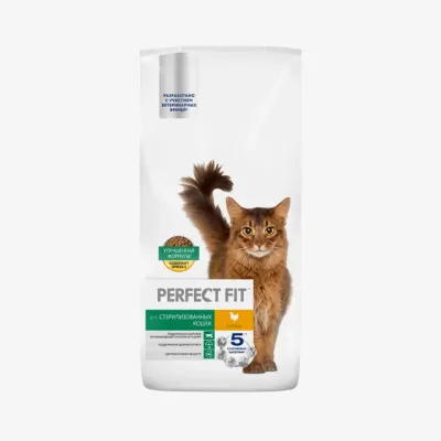 Корм сухой Perfect Fit для стерилизованных котов и кошек с курицей, 5 кг