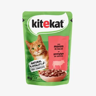 Влажный корм Kitekat полнорационный для взрослых кошек, говядина в соусе, 85 г