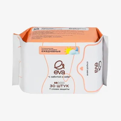 Прокладки Eva гигиенические женские, ежедневные 30 шт