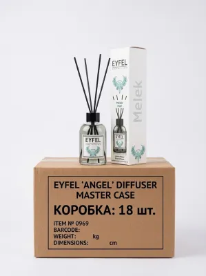Аромадиффузор для дома EYFEL Perfume Melek / «Ангел» с палочками (110 мл, оптовая коробка 18 шт.)