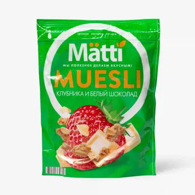 Мюсли Matti клубника и белый шоколад, 250 г