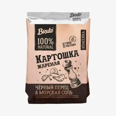 Чипсы Bruto Kraft классические с черным перцем и морской солью, 120 г