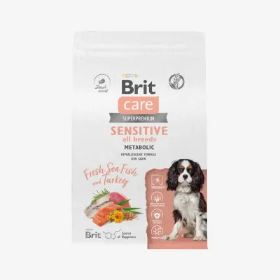 Сухой корм Brit Care с морской рыбой и индейкой Dog Adult Sensitive Metabolic 1.5 кг