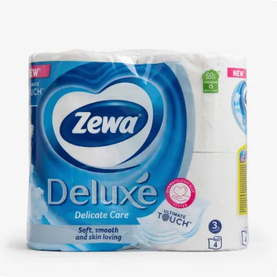 Бумага туалетная Zewa Deluxe без аромата 3 слоя, 4 шт