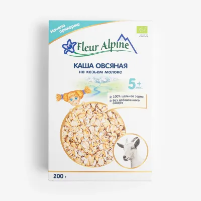 Каша Fleur Alpine овсяная органическая на козьем молоке от 5+ месяцев, 200 г