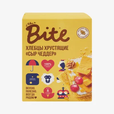 Хлебцы Bite хрустящие кукурузно-рисовые сыр чеддер, 100 г