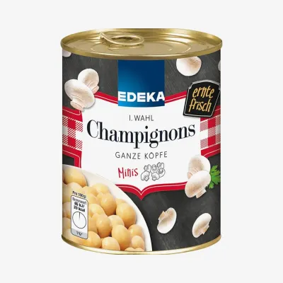 Грибы Edeka 1-го отбора целые головки 800 г