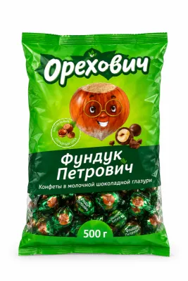 Конфеты в молочной шоколадной глазури «Фуундук Петрович» («Ореховичи») 500 г