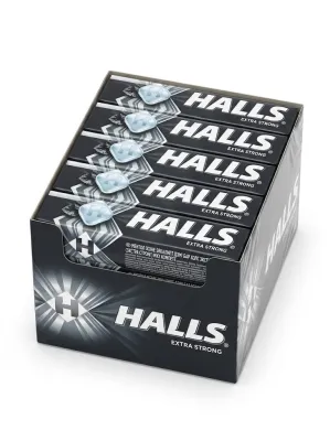 Леденцы Halls Extra Strong со вкусом ментола и эвкалипта (блок 20 пачек х 25,2 г / 504 г)