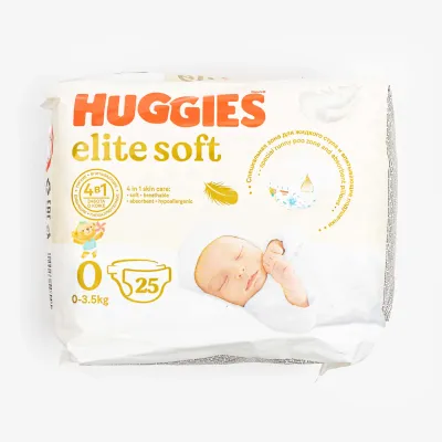 Подгузники Huggies Elite Soft 0 (до 3,5 кг) 25 шт