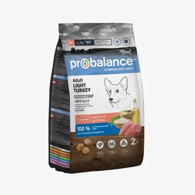 Корм Probalance Adult Light Turkey сухой для взрослых собак всех пород с индейкой, 2 кг