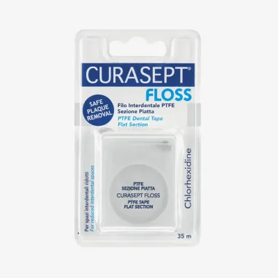 Зубная нить Curasept Floss PTFE TAPE покрытая хлоргексидином 35 м