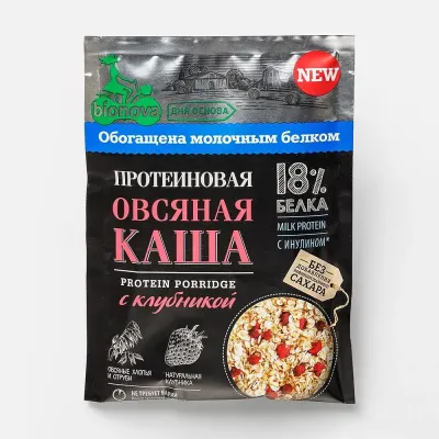 Каша Bionova овсяная с клубникой протеиновая 40 г